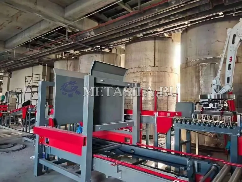 фото Линия фасовки муки в мешки по 50 кг (20 тонн в час) с укладкой на поддоны  от магазина Метасила