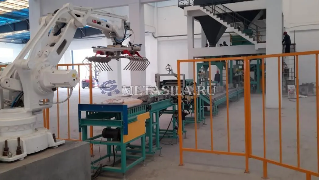 фото Линия фасовки муки в мешки по 50 кг (20 тонн в час) с укладкой на поддоны  от магазина Метасила