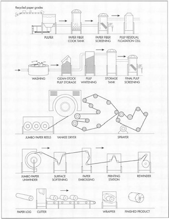 Схема процесса производства туалетной бумаги.